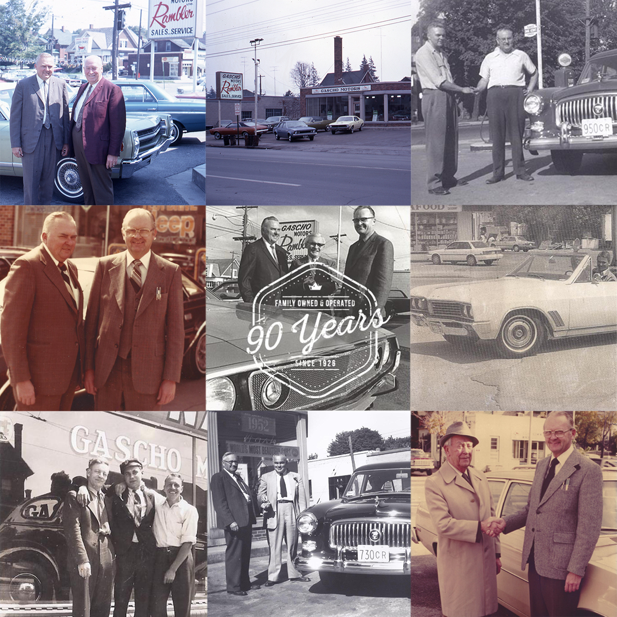 multiple pics of gascho automotive's history